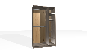 Wardrobe with Vertical Divider. The carcass is b500_n. The interior includes custom-position vertical divider. The left section includes double hanging rail (adjustable bottom rail). The right...