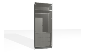 Single Section Wardrobe. The carcass is with lowered sides. The interior includes bottom section with drawer box (internal drawers with bearing rails),and a fixed shelf above featuring...